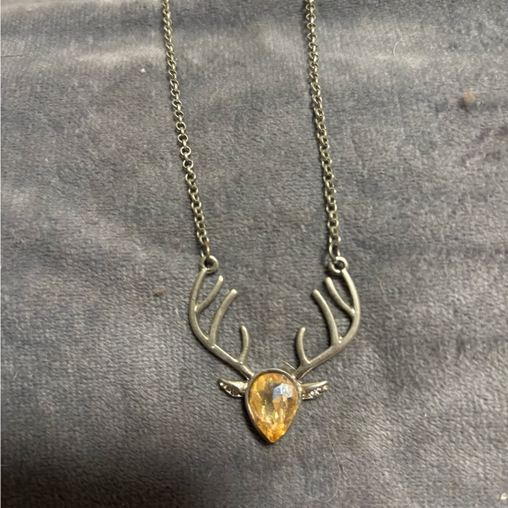Elegant Silver and Gold Deer Antler Necklace